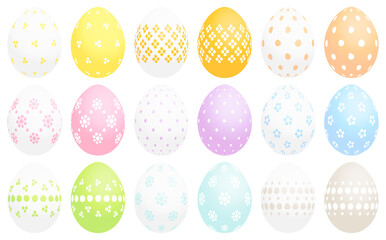 Set 18 Ostereier Pastell Bunt Und Weiß Punkte