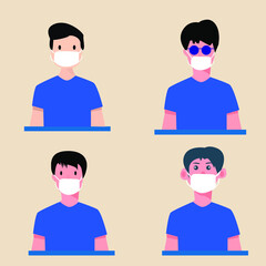 male making a mask vector illustration to keep health from virus