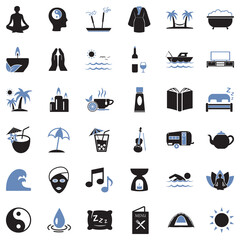 Relaxation Icons. Two Tone Flat Design. Vector Illustration.