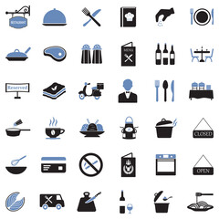 Restaurant Icons. Two Tone Flat Design. Vector Illustration.