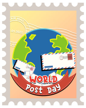 World Post Day logo with earth globe and envelope