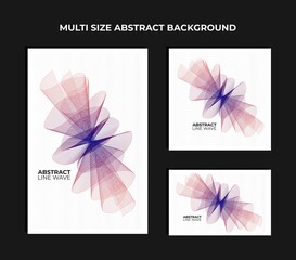 Set of abstract geometric line wave background with multi size template