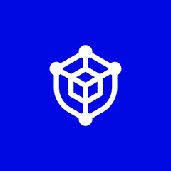 Obraz premium Blockchain Logo Template. Technology Vector Design. Cryptocurrency Illustration. Digital shield or security logo concept