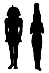 Silhouette mit zwei Statuen aus dem alten Ägypten