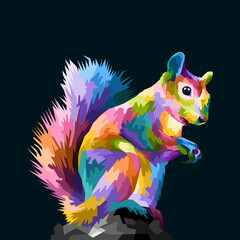 colorful squirrel pop art portrait, can be used for posters, wallpaper, decoration, t shirt design