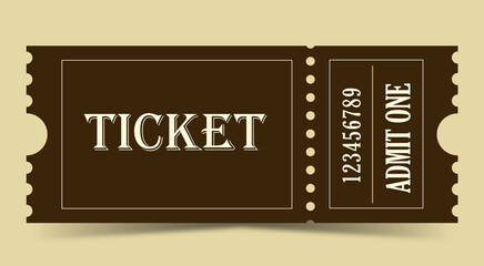 Vector vintage ticket. Cinema, theater, concert, play, party, event, festival ticket realistic templat. Ticket icon for website.