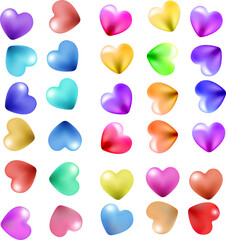 Bright colored realistic hearts pattern	
