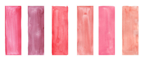 Watercolor pink and red color palette Backgrounds Clipart, Brush strokes illustration, Design elements, Paint splatters set