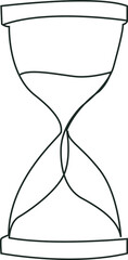 Sandglass measuring the passing time. Vector illustration Lene art. One line  hourglass.