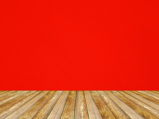 Empty interior painted on solid red color.