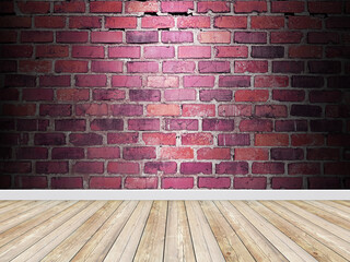 Empty room interior with vintage brick wall for background