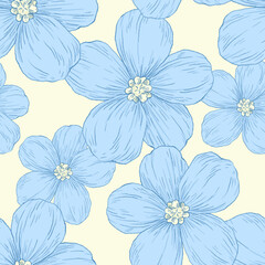 Seamless pattern with large forget-me-not flowers