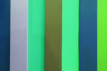 Green and blue color tone vertical striped pattern wooden wall for abstract background