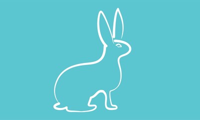 Vector of a Sitting Rabbit. Drawing of Sitting Bunny. Editable Line Art Illustration of Sitting Rabbit. Cartoon of Rabbit.