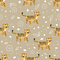Nature Africa Animal Tiger Zoo Childish Pattern