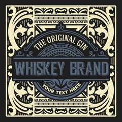 Whiskey label with old frames