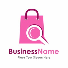 find shop with bag and magnifying glass logo vector design. Suitable for business, shopping, web and art