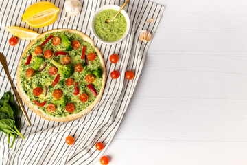 Pizza vegan on white background