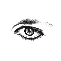 Realistic expressive eye, isolated. Fashion sketch. Vector