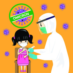 Illustration of vaccination against covid-19, vaccination Children prevent covid-19