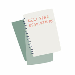 New Year resolutions. Open spiral notepad. You can make any entries in it. Productive day and productive life concept.