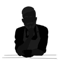 Silhouette barista in black colours 