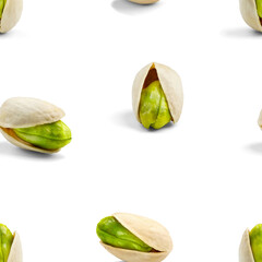 Pistachio Seamless pattern on white background. print pattern