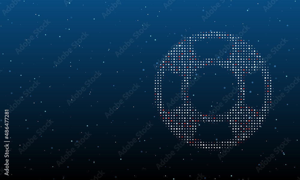 Poster on the right is the lifebuoy symbol filled with white dots. background pattern from dots and circles