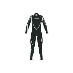 Neoprene Suit Complete Icon Silhouette Illustration. Diver Sport Underwater Vector Graphic Pictogram Symbol Clip Art. Doodle Sketch Black Sign.