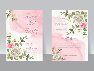 Beautiful wedding invitation card template floral design