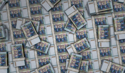 Algeria Dinar money banknotes pack 3d illustration