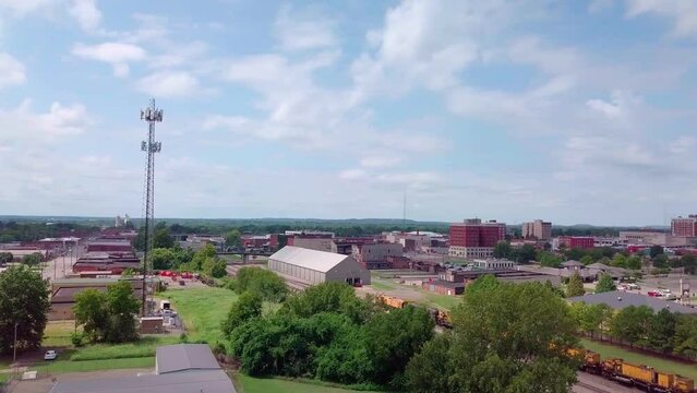 Cell phone tower with 5G technology updates needed stock video by aerial drone footage 6