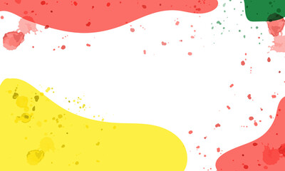 Abstract background in a trendy style. Bright red, yellow and green color. White background. Vector illustration.