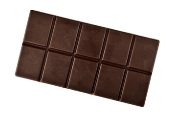 Dark Chocolate Bar Isolated on White Background with Clipping Path