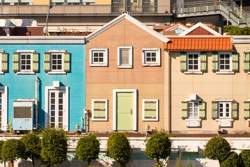 Naklejka premium Beautiful theme colorful house building, Yokohama Japan. Travel in Asia concept.