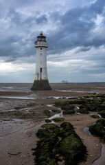 Perch Rock Lighthouse at New Brighton, Wirral, UK.