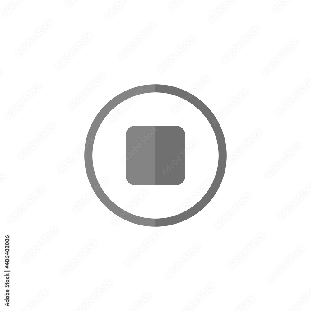 Sticker stop button grey flat vector icon