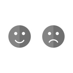 Sad and smile emotion grey flat vector icon