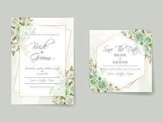 Naklejka na ściany i meble Beautiful wedding invitation card template floral design