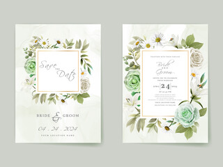 Beautiful wedding invitation card template floral design