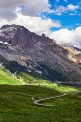 Scenic view at Galibier mountain pass in French Alps