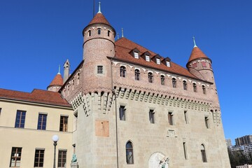 Le château Saint Maire, vu de l'extérieur, ville de Lausanne, canton de Vaud, Suisse