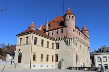Fototapeta premium Le château Saint Maire, vu de l'extérieur, ville de Lausanne, canton de Vaud, Suisse