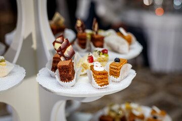 Small cakes at the event. Sweet catering.