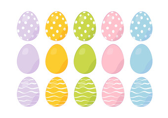 a set of colored eggs for a happy Easter