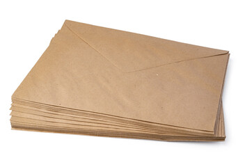 Brown craft envelope isolated on white background