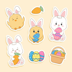 Cute set of easter stickers
