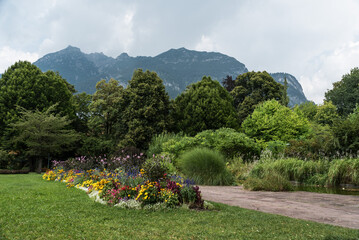 Garmisch Partenkirchen, Bavaria / Germany  The green cultivated arboretum and flowers