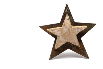 star rusty old metal wood white background