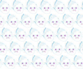 Obraz premium Cute abstract repeat faces. Seamless pattern